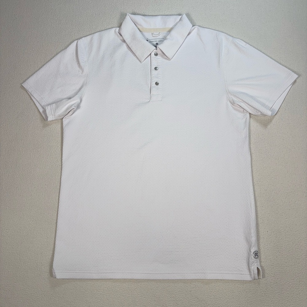 Reigning Champ Lightweight Snap Polo Men's M White Polyester Textured Perforated